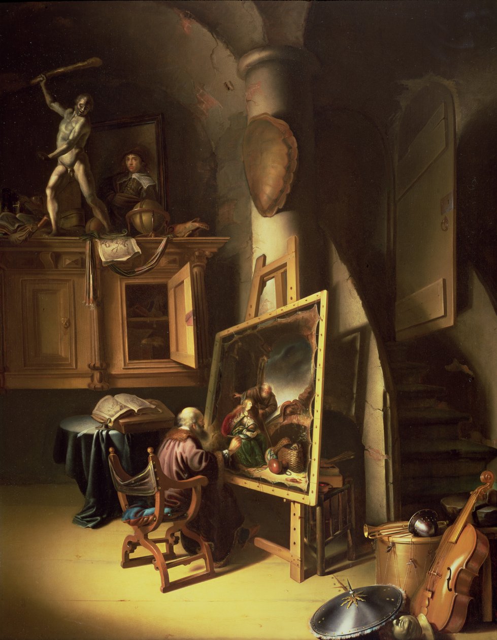 Umělec ve svém studiu, 1635 (panel) od Dutch School