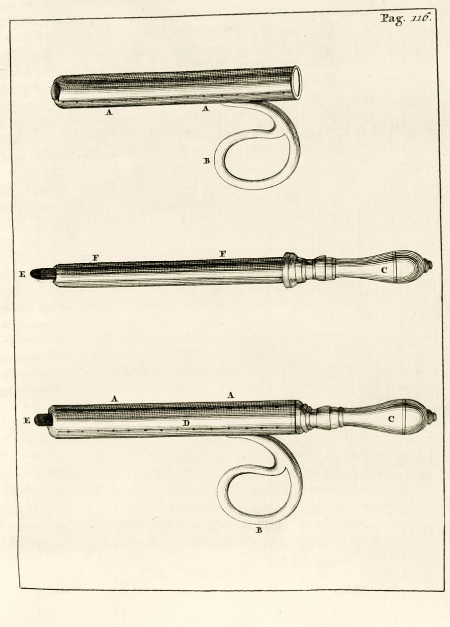 Sortiment injekčních stříkaček na abscesy, z praktických cvičení týkajících se léčebné metody Frederik Dekkers, 1694 od Dutch School