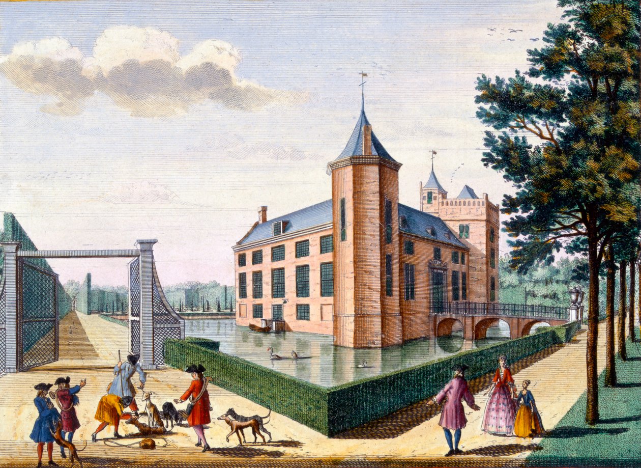Hrad Assumburg, od Het Zeganpralent Kennemerlant od Hendricka de Letha a Matthiase Brouerius Van Nidek, vydáno kolem 1700-1730 od Dutch School