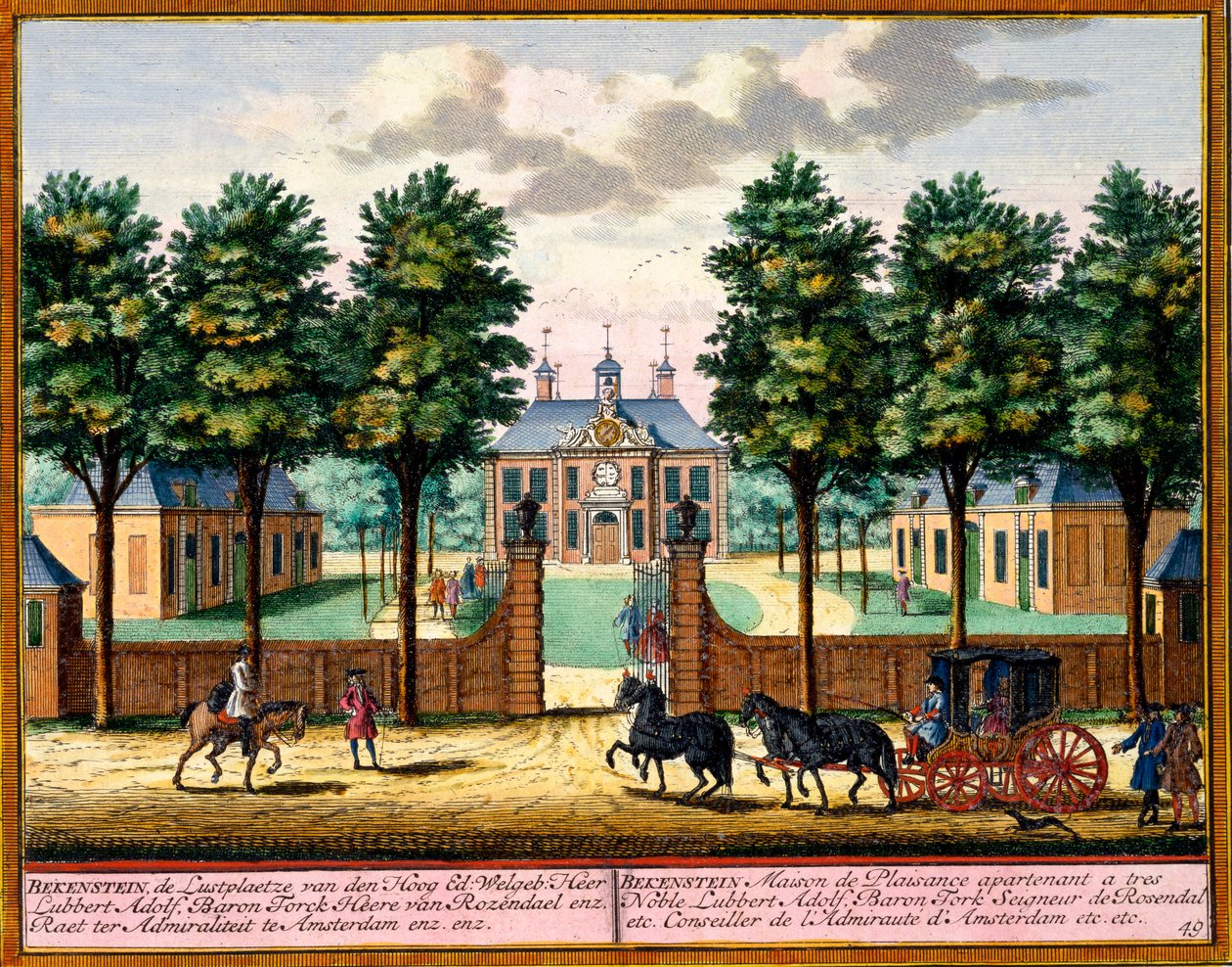 Bekenstein House of Pleasure, od Het Zeganpralent Kennemerlant od Hendricka de Letha a Matthiase Brouerius Van Nidek, vydáno kolem 1700-30 od Dutch School