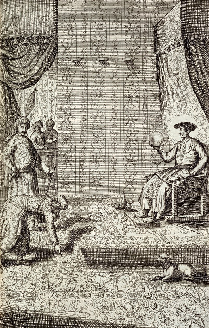 Čínští velvyslanci u indického vládce, z Číny Ilustroval Athanasius Kircher (1601-80) 1667 od Dutch School
