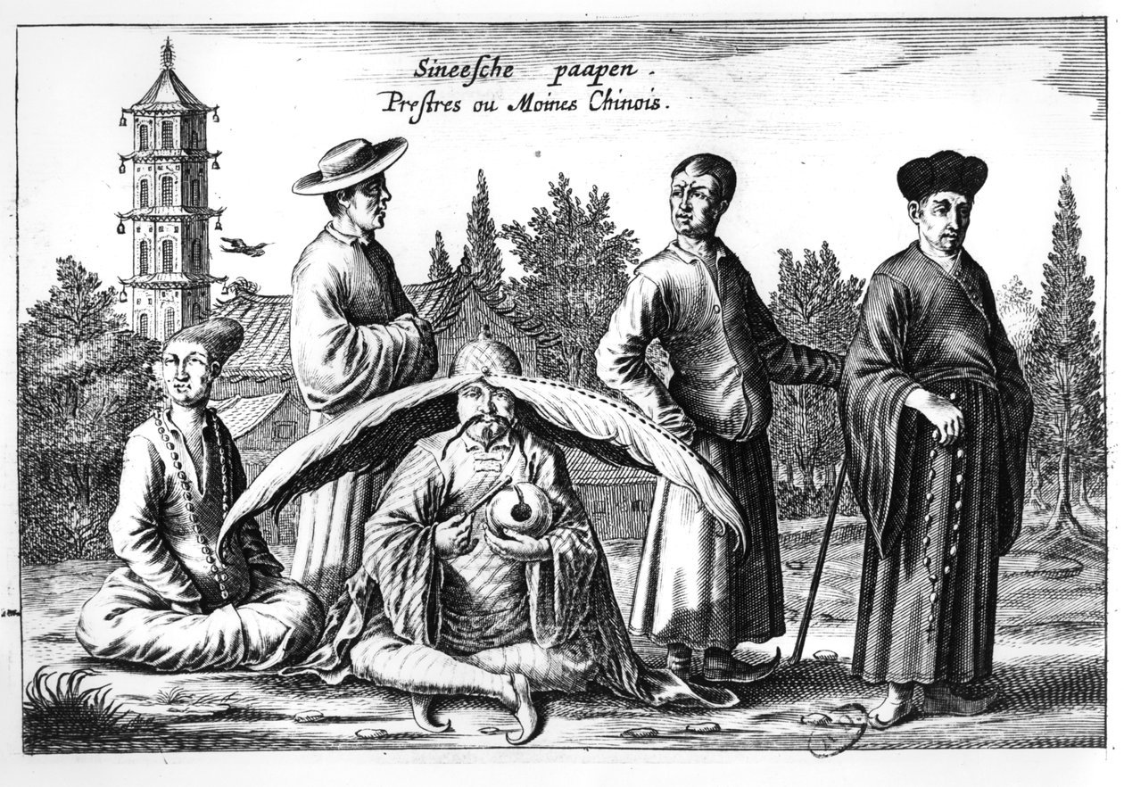 Čínští kněží a mniši, z Číny Ilustroval Athanasius Kircher (1601-80) od Dutch School