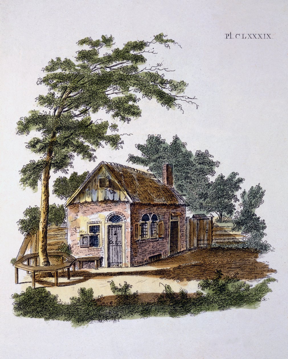 Chata z Magazine of Garden Gems od G. van Laara, vydané 1802 od Dutch School