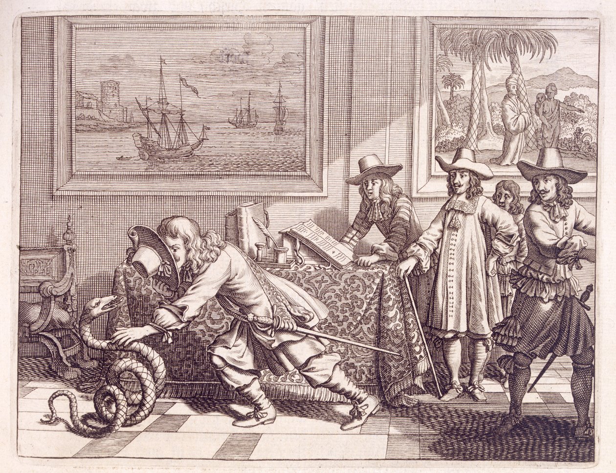 Jednání s Cobrou, která napadla pokoje holandských důstojníků, 1672 od Dutch School
