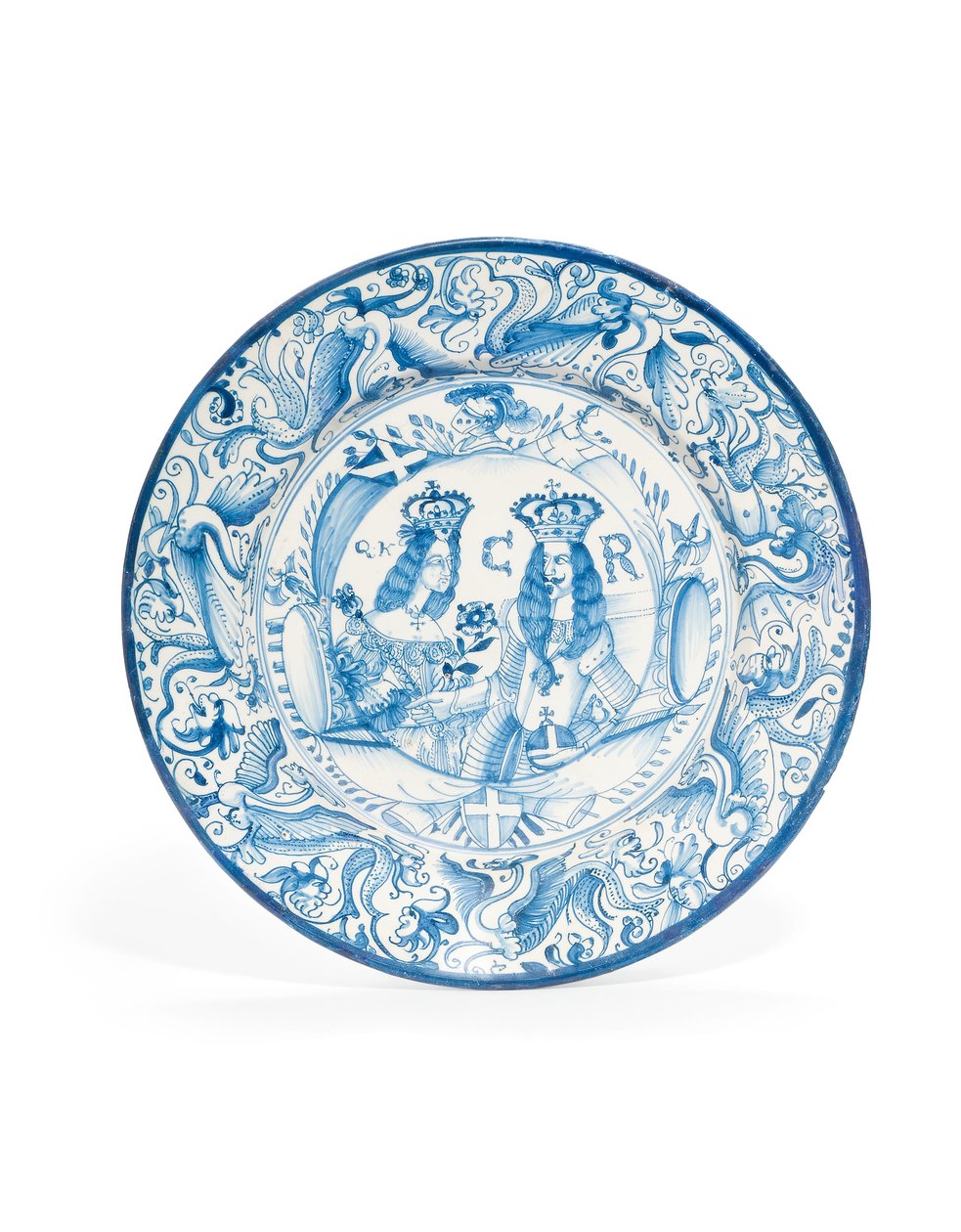 Delft Blue and White Royal Double Portrait Charger, c. 1662-85 od Dutch School