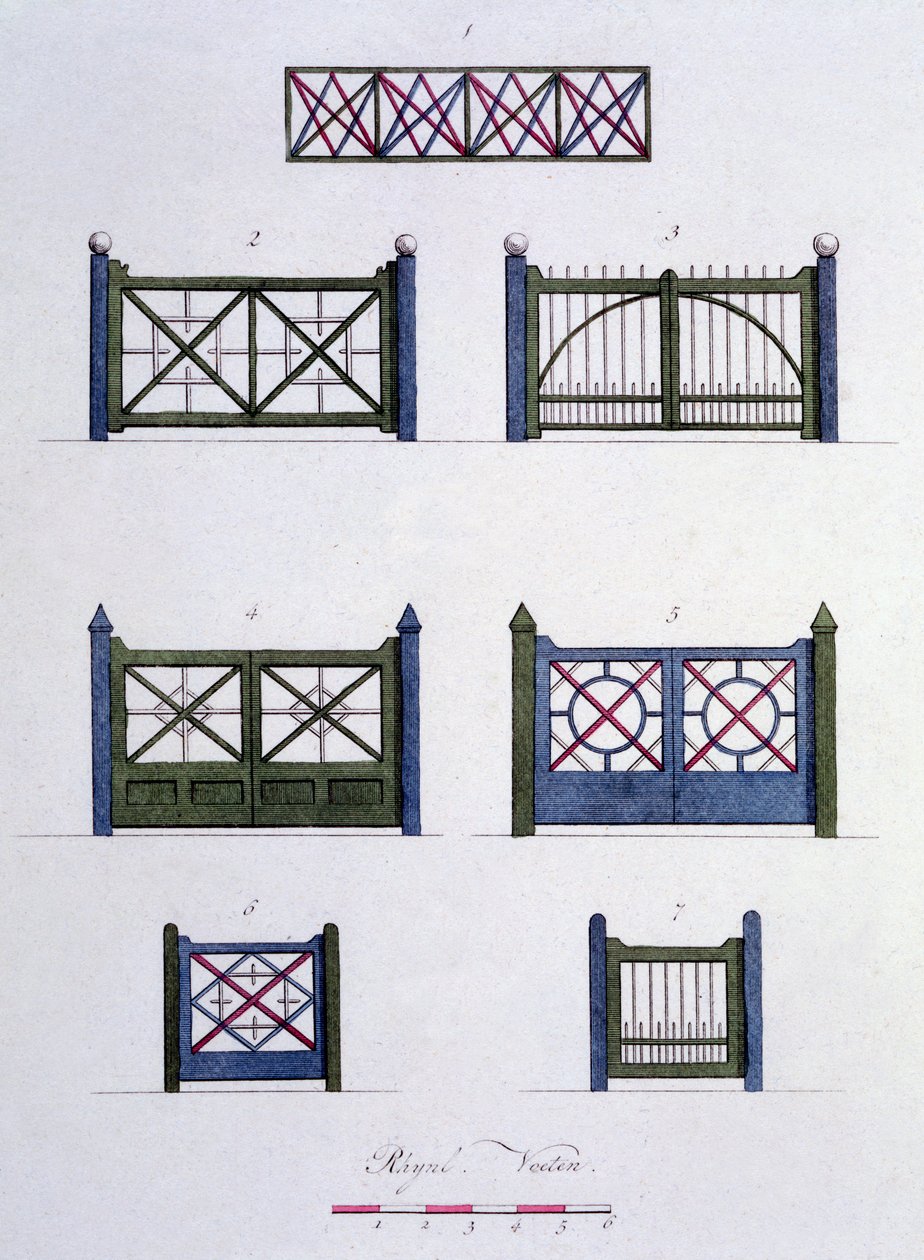 Návrhy z Magazine of Garden Gems od G. van Laara, vydané v roce 1802 od Dutch School