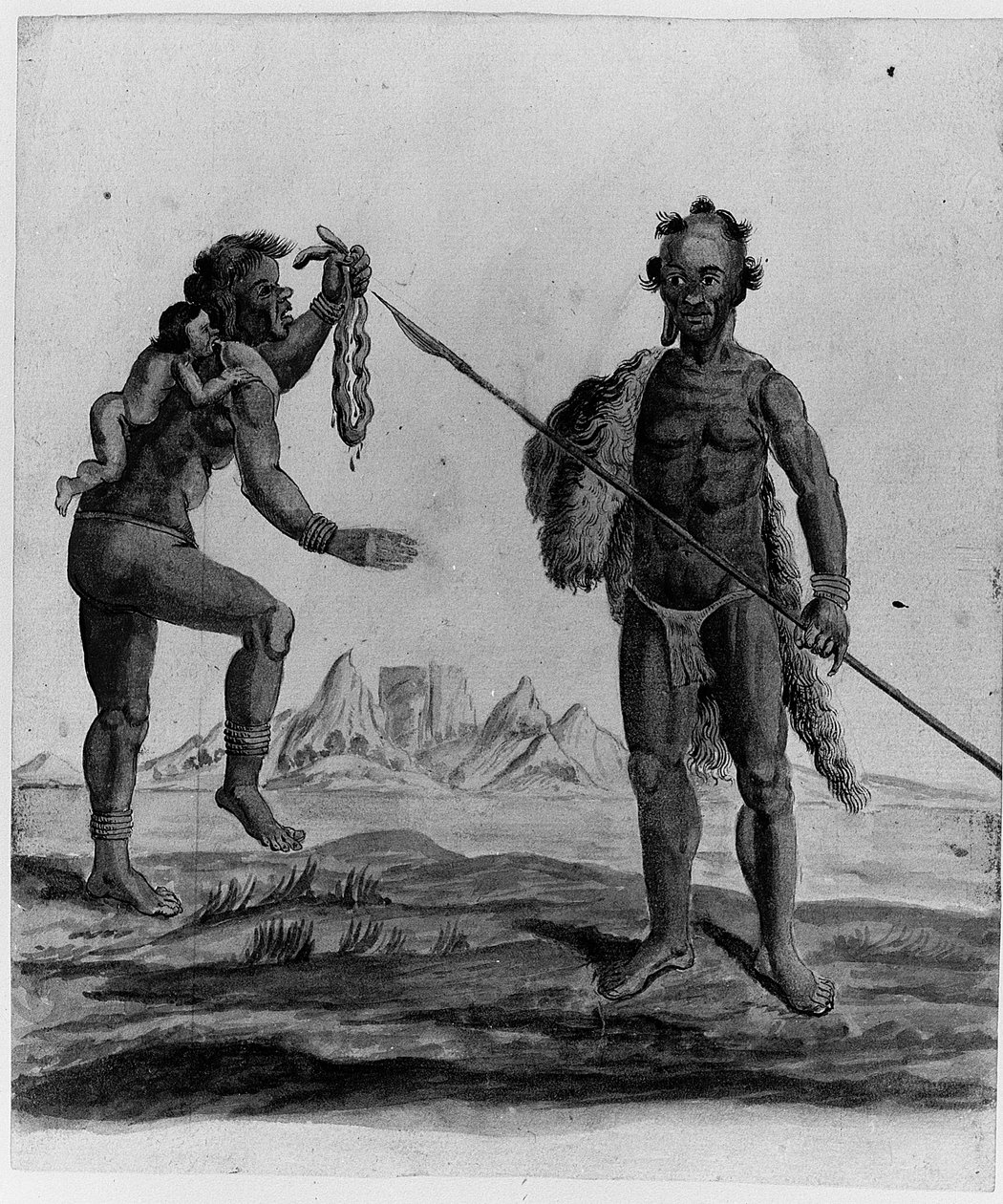Kresba z alba domorodců z Brazílie, Afriky, Persie a východní Indie (bez papíru) (viz také 1814662-5) od Dutch School