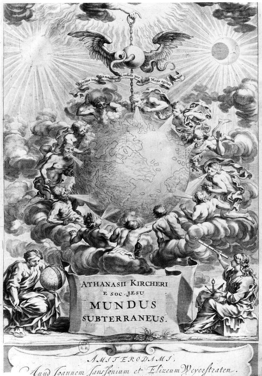 Frontispis Mundus Subterraneus od Athanasia Kirchera (1602-80) 1664, Amsterdam od Dutch School