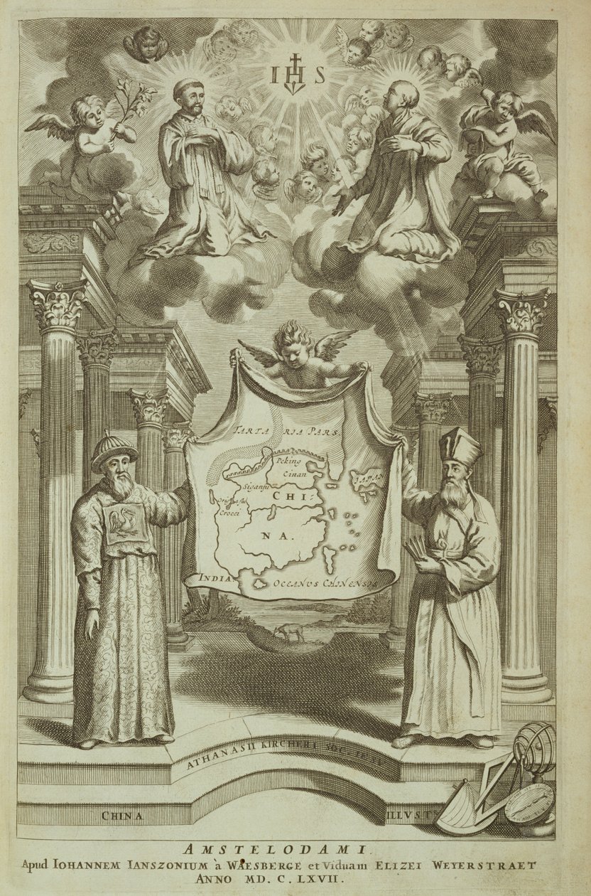 Frontispis do Číny Ilustroval Athanasius Kircher (1601-80) 1667 od Dutch School