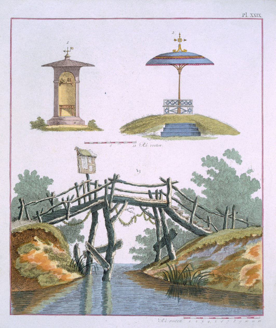 Zahradní dekorace, z Magazine of Garden Gems od G. van Laara, vydaného v roce 1802 od Dutch School