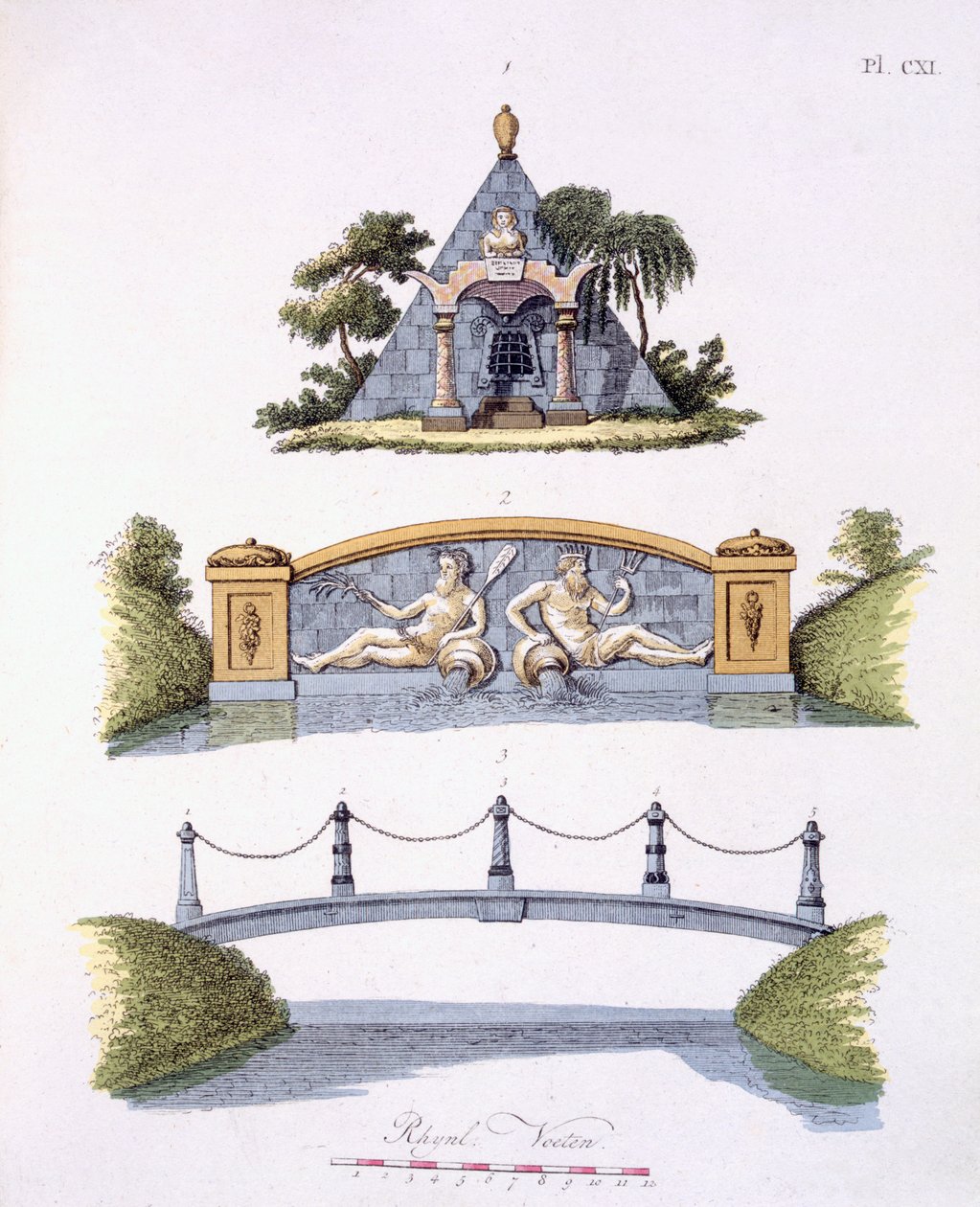 Zahradní dekorace, z Magazine of Garden Gems od G. van Laara, vydaného v roce 1802 od Dutch School