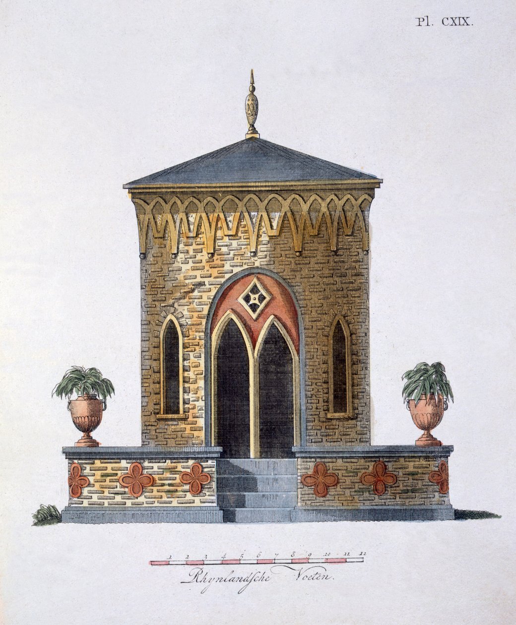Zahradní dekorace, z Magazine of Garden Gems od G. van Laara, vydaného v roce 1802 od Dutch School