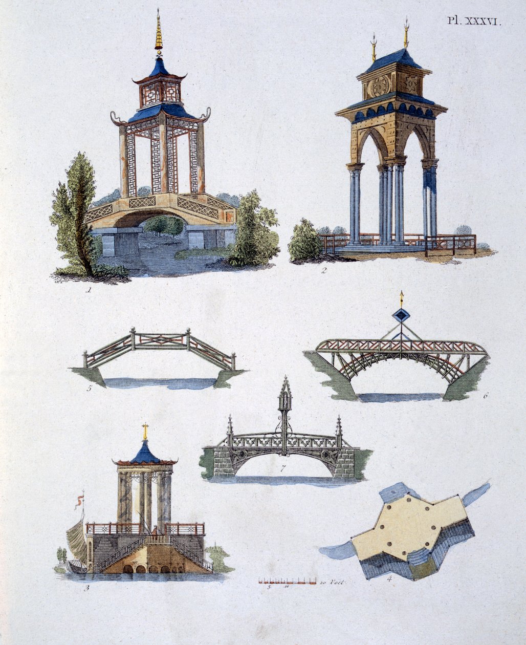 Zahradní dekorace, z Magazine of Garden Gems od G. van Laara, vydaného v roce 1802 od Dutch School