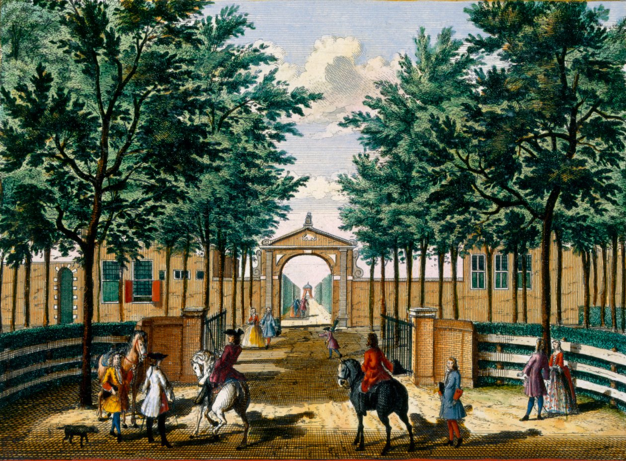 Zahrady letohrádku Francoise van Haringkaspela, z knihy Het Zeganpralent Kennemerlant od Hendricka de Letha a Matthiase Broueria Van Nideka, vydané asi v letech 1700-1730. od Dutch School
