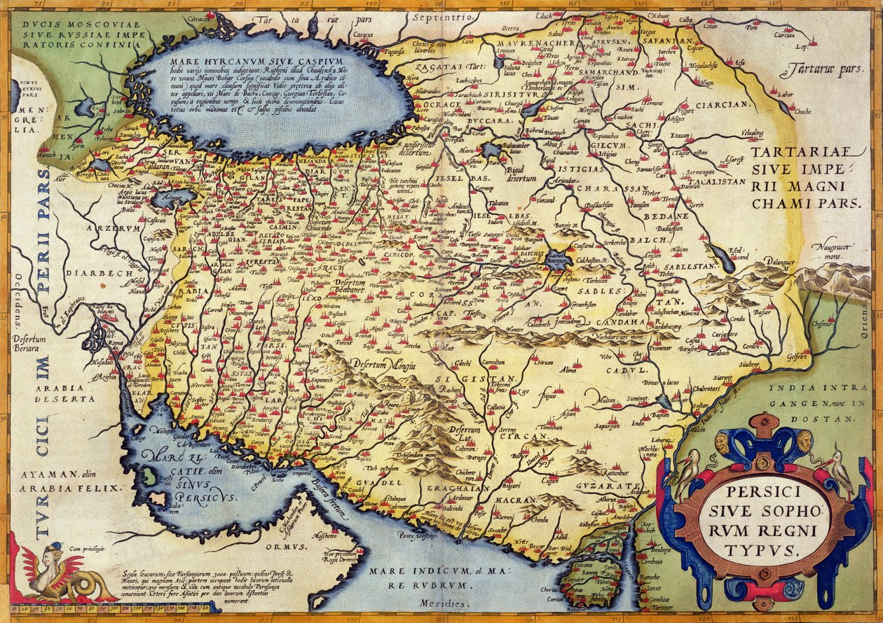 Mapa Persie, z Theatrum Orbis Terrarum, hospoda. od Abrahama Ortelia (1527-98) Antverpy, kolem roku 1590 od Dutch School