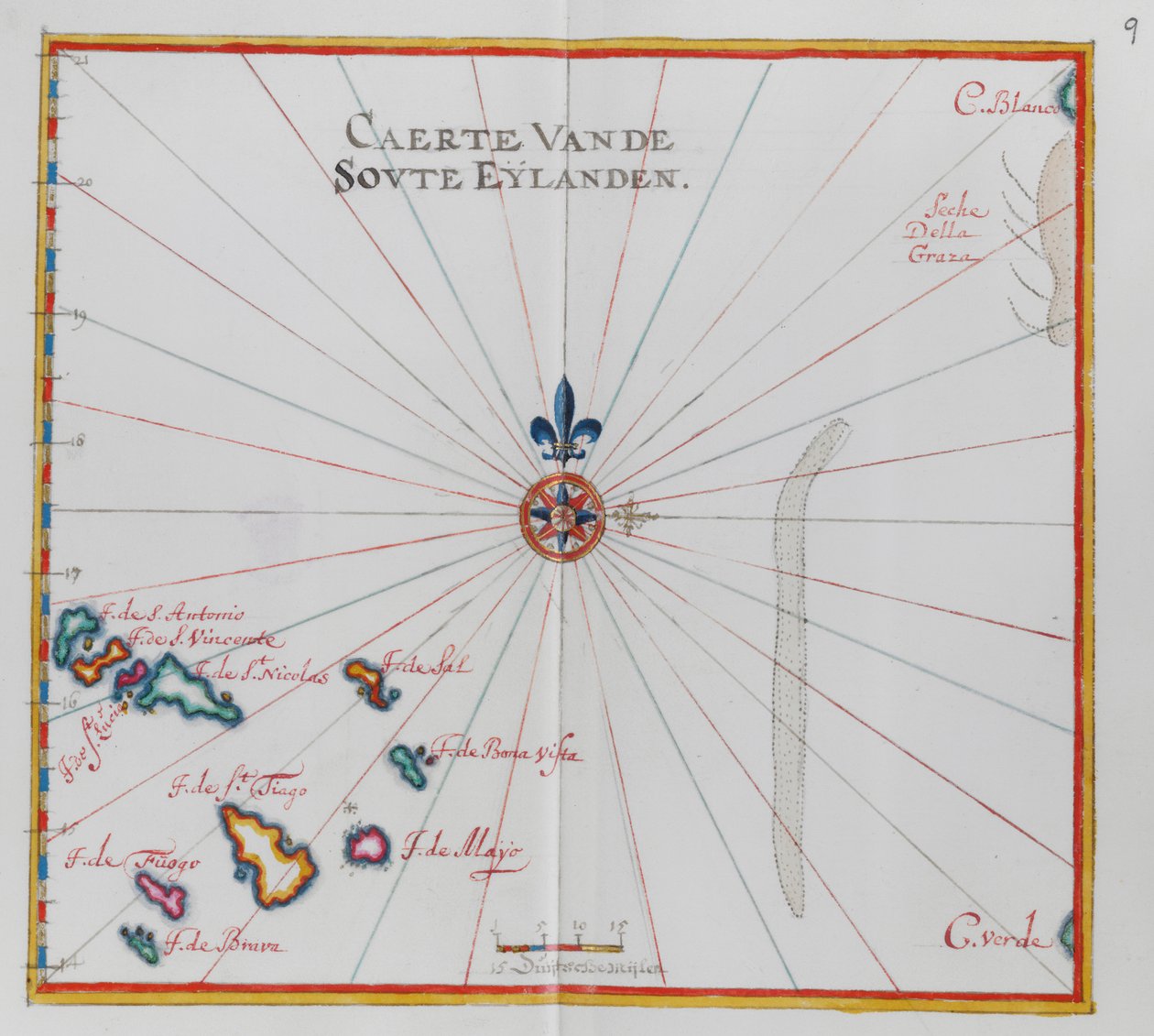 Mapa Kapverdských ostrovů. od Dutch School