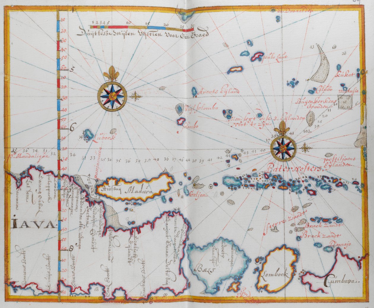 Mapa ostrovů Jávy; Madura; Bali a další ostrovy. od Dutch School