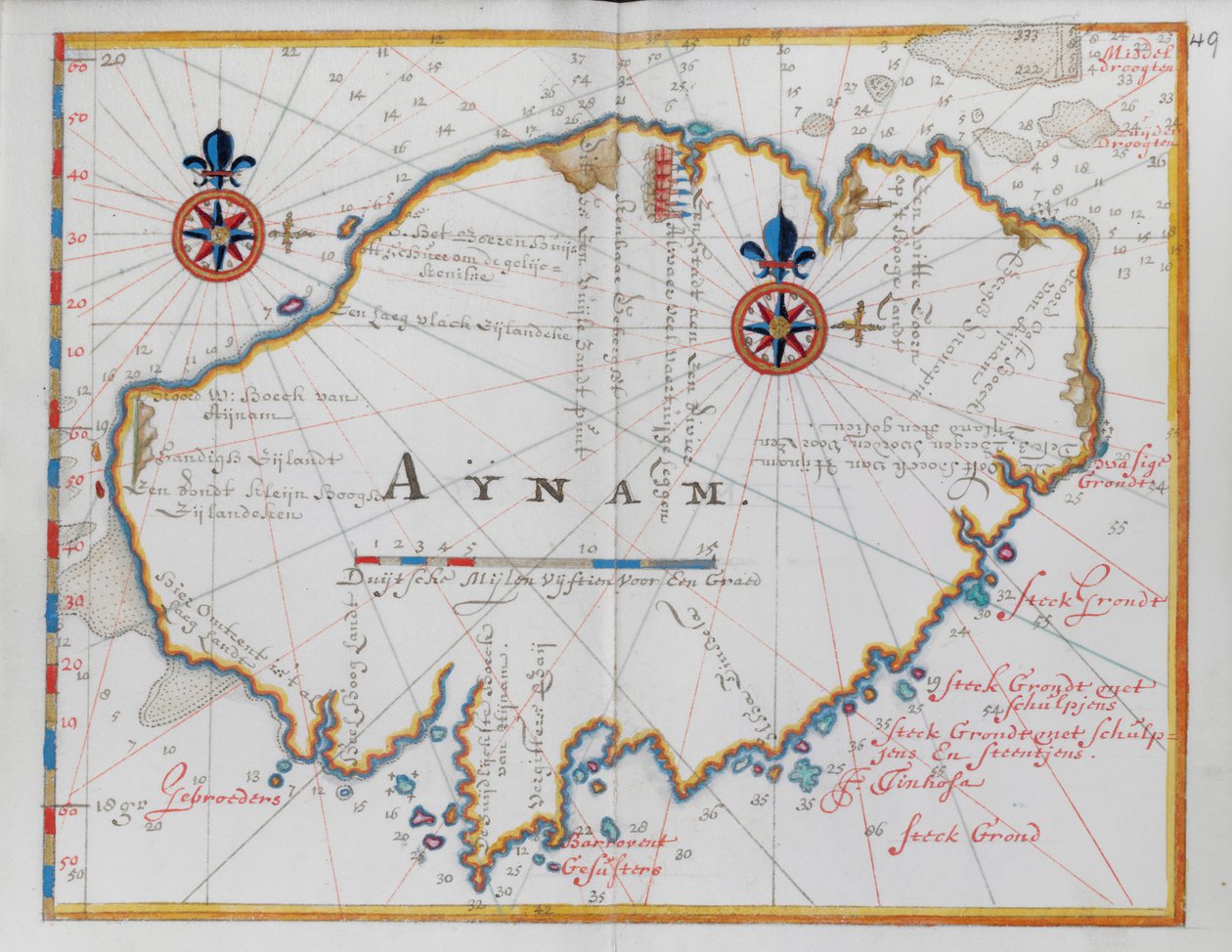 Mapa ostrova Aynam. od Dutch School