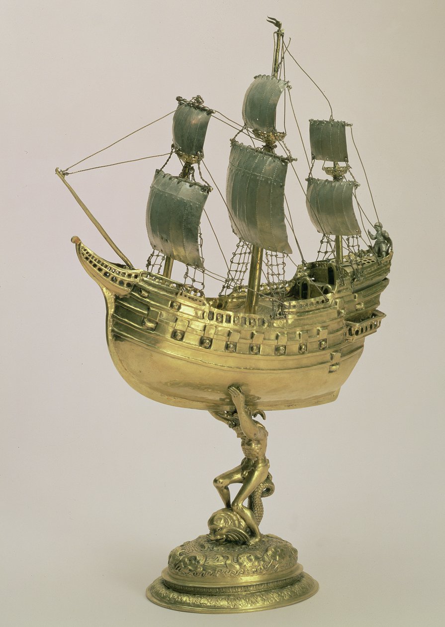 Model Warship, Amsterdam, 1595-96 (pozlacené stříbro) od Dutch School