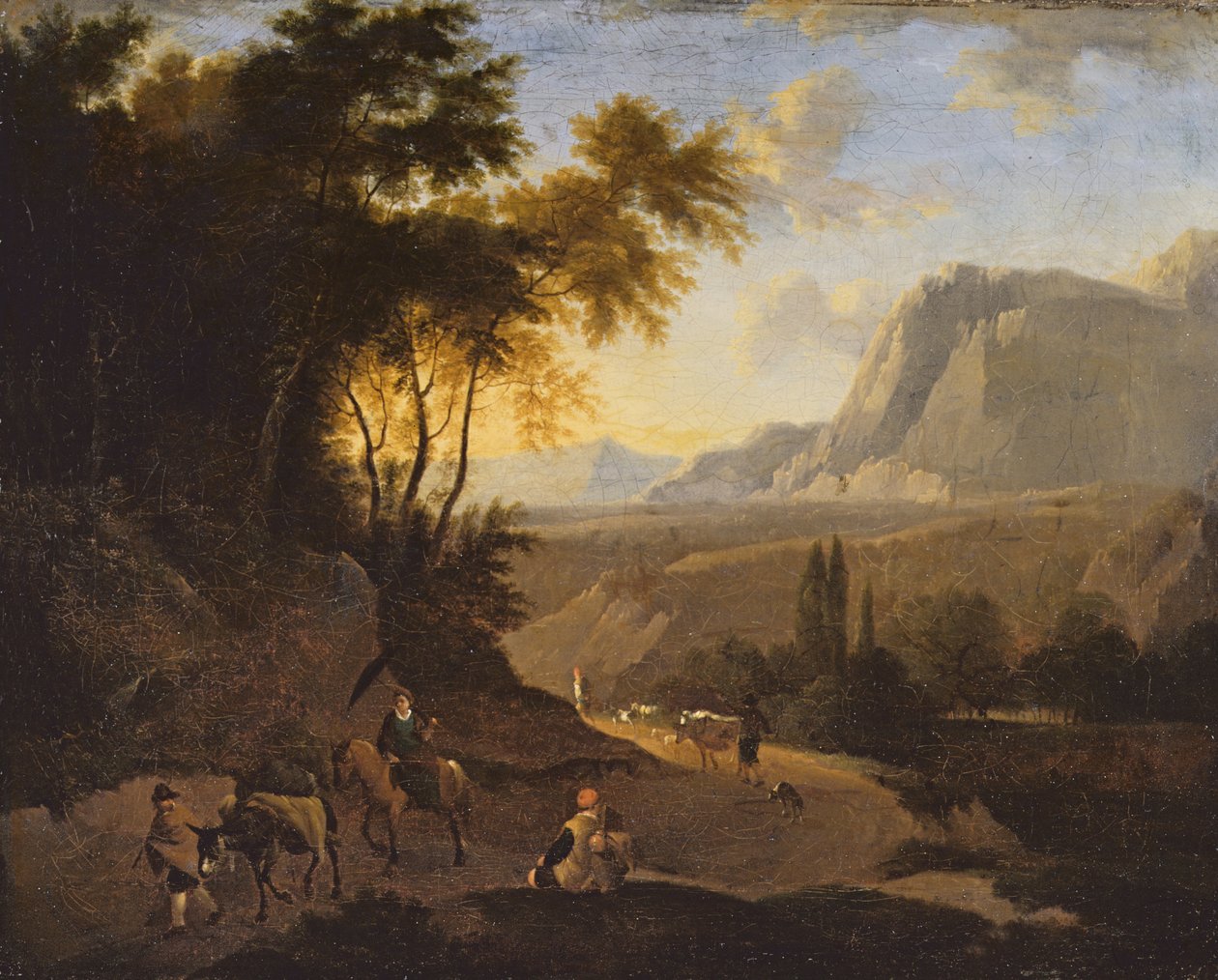Horská krajina s postavami, konec 17. století (olej na plátně) od Dutch School
