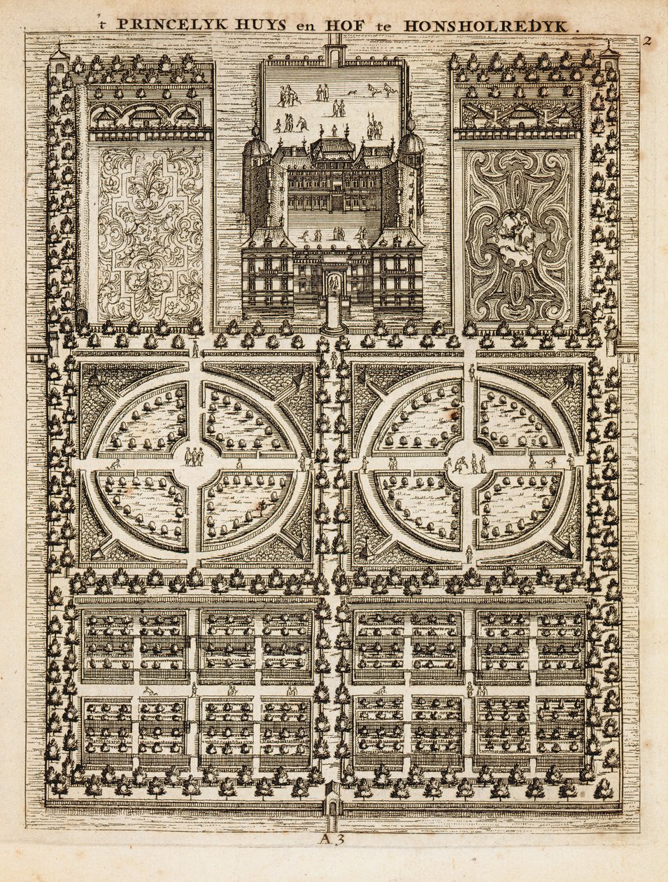 Palác Honsholredyk, z knihy Holandský zahradník od Johanna van der Groena, vydané roku 1699. od Dutch School