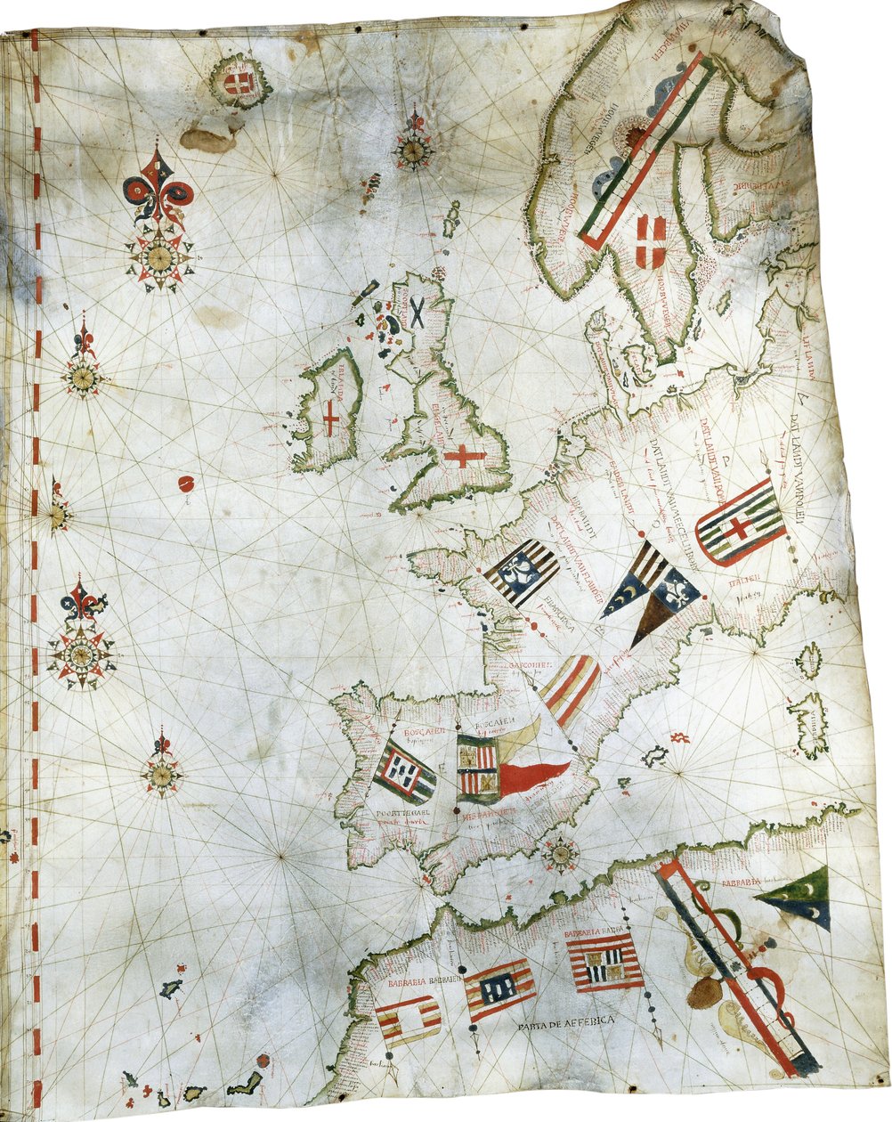 Portolanský graf západní Evropy a severní Afriky, c.1580 od Dutch School