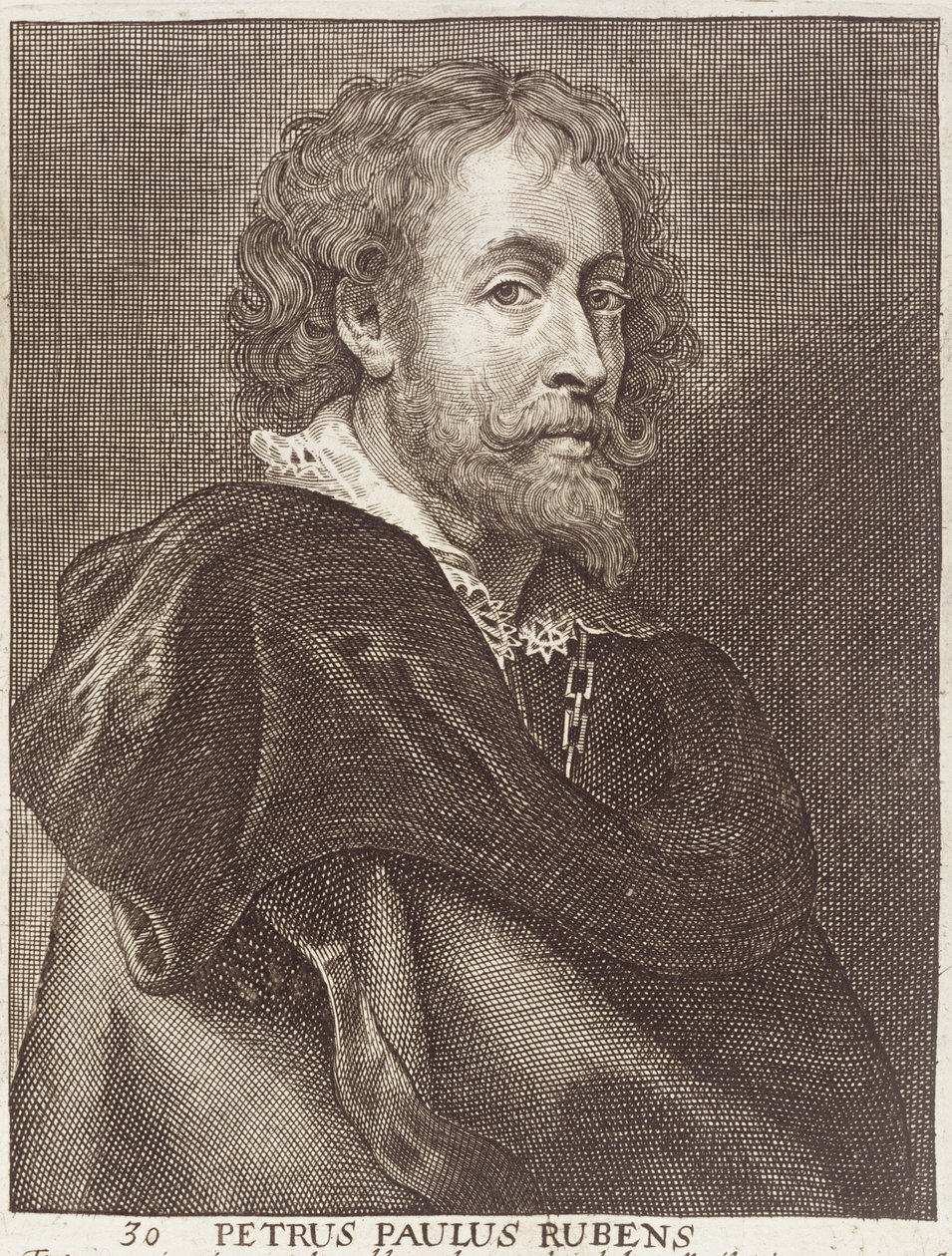 Portrét Petera Paula Rubense (1577-1640), deska 30 ze série portrétů umělců, vyryl Joannes Meyssens (1612-70) od Dutch School