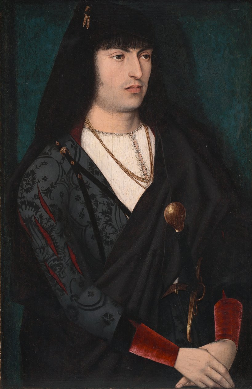 Portrét muže, asi 1480-1500 (olej na dřevě) od Dutch School