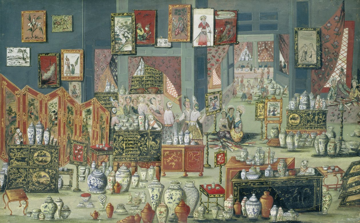 Obchod prodávající čínské zboží, 1680-1700 od Dutch School
