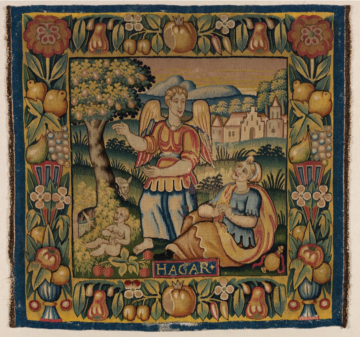 Gobelín, Hagar a Ishmael, vyrobený v Amsterdamu, Holandsku nebo Hamburku, Německo, začátek 17. století (tapisérie) od Dutch School