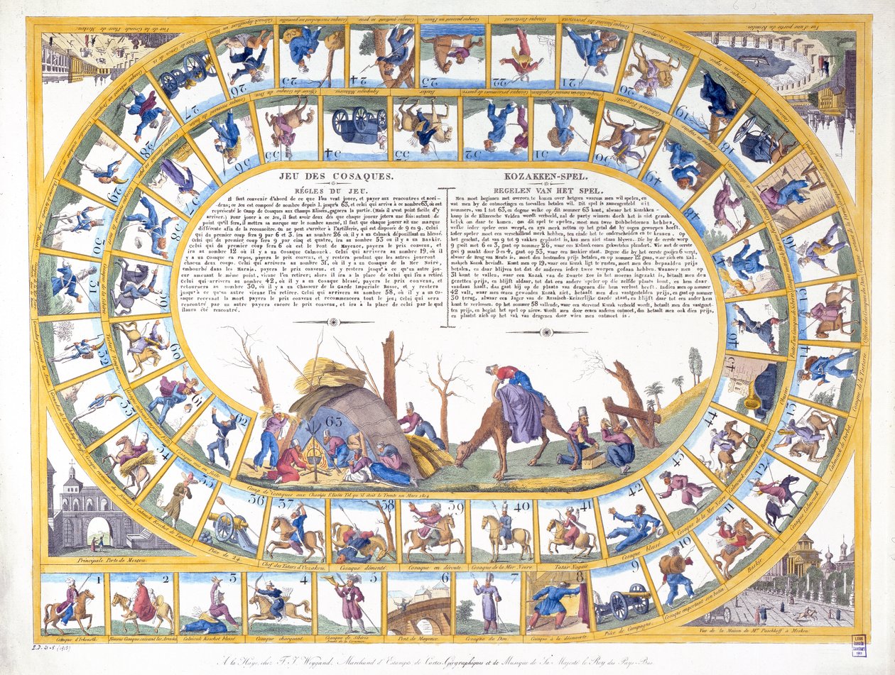 The Cossack Game s ilustracemi různých typů ruských vojáků, c.1815-16 od Dutch School