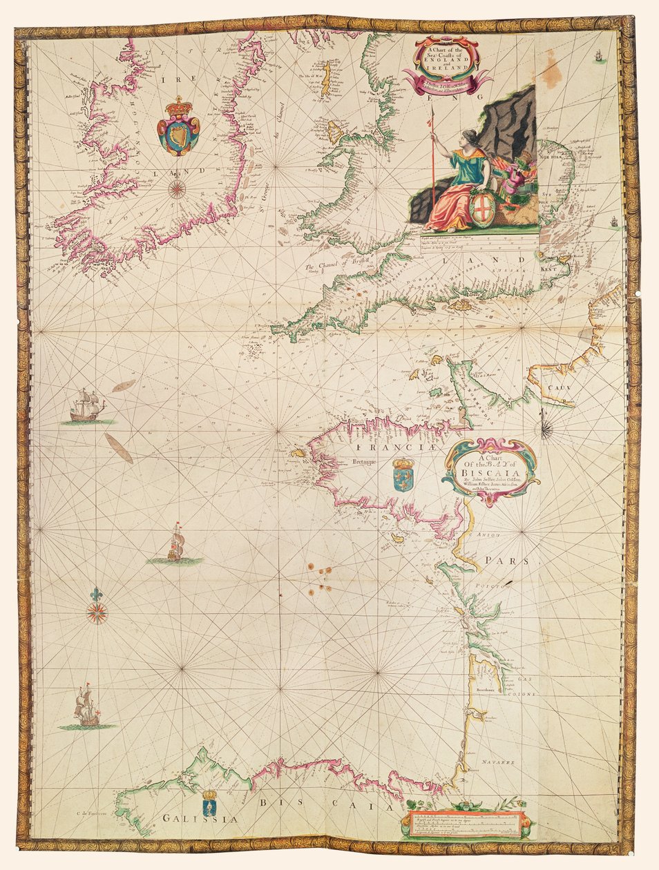 Pobřeží Francie, Anglie a Irska, ze sbírky holandských námořních map od Dutch School