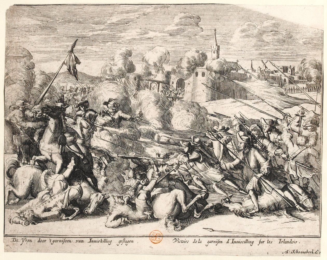 Vítězství Enniskillen Garrison nad Irskem v roce 1689, kolem roku 1691 od Dutch School