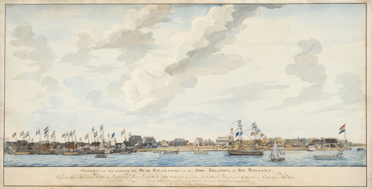 Pohled na město Paramaribo a Fort Zeelandia, 1772 od Dutch School