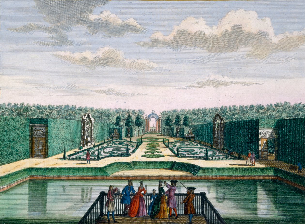 Pohled na parter a triumfální oblouk, Meerestein, z knihy Het Zeganpralent Kennemerlant od Hendricka de Letha a Matthiase Broueria Van Nideka, vydané asi v letech 1700-1730. od Dutch School