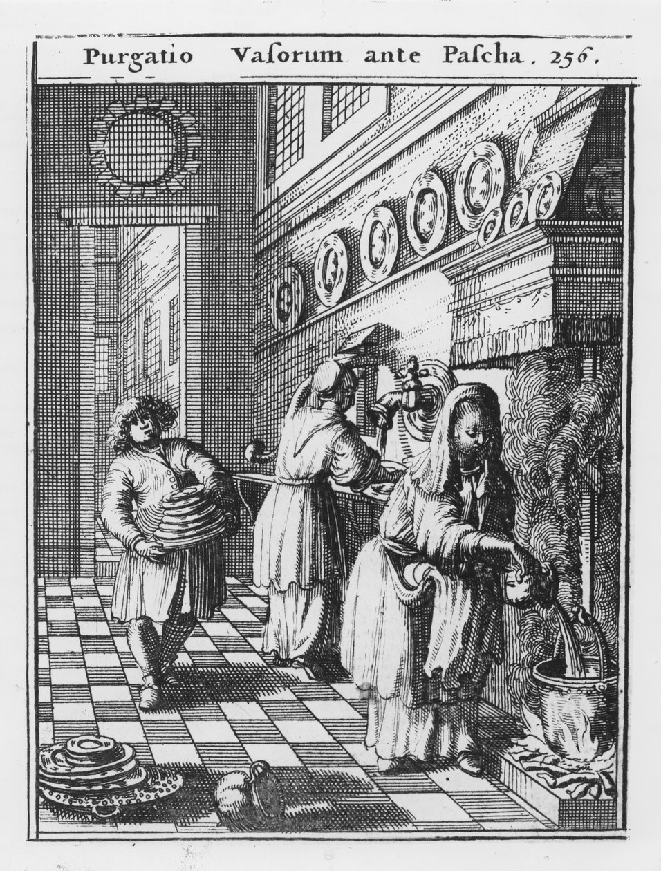Mytí domácích nádob před Pesachem (Purgatio Vasorum ante Pascha), ilustrace z 
