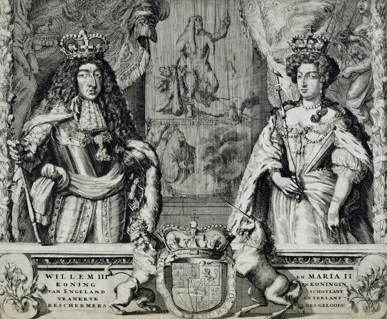 Vilém III (1650-1702) a Marie II (1662-94), asi 1688-94 od Dutch School