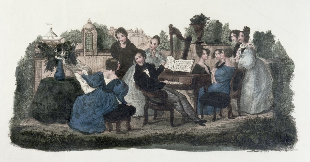 Hudební setkání v zahradě, kolem roku 1830 od Duvelleroy