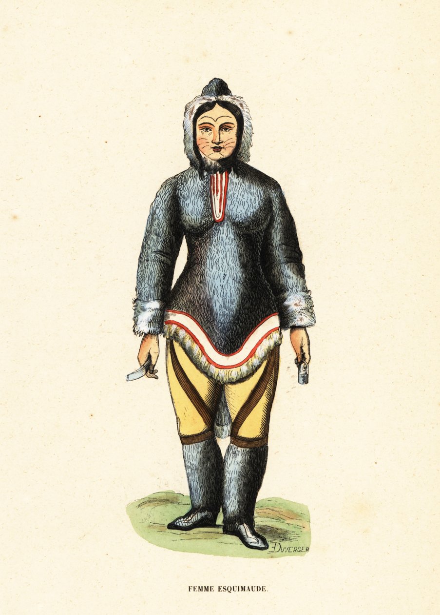 Inuitská žena s obličejovým tetováním, Mackenzie River, Yukon, Kanada od Duverger Duverger