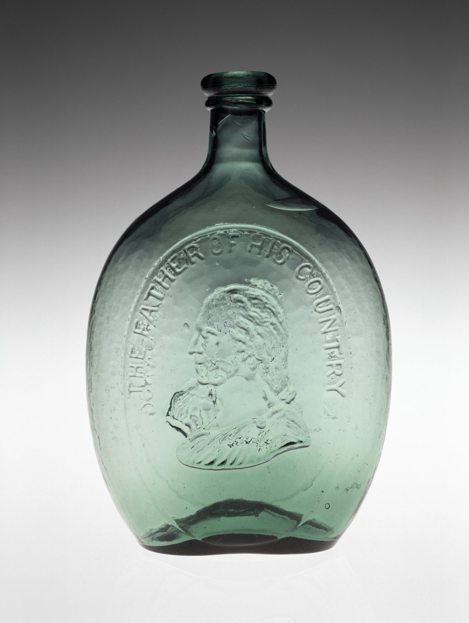 Figurovaná baňka, c. 1848 (bezolovnaté sklo) od Dyottville Glass Works