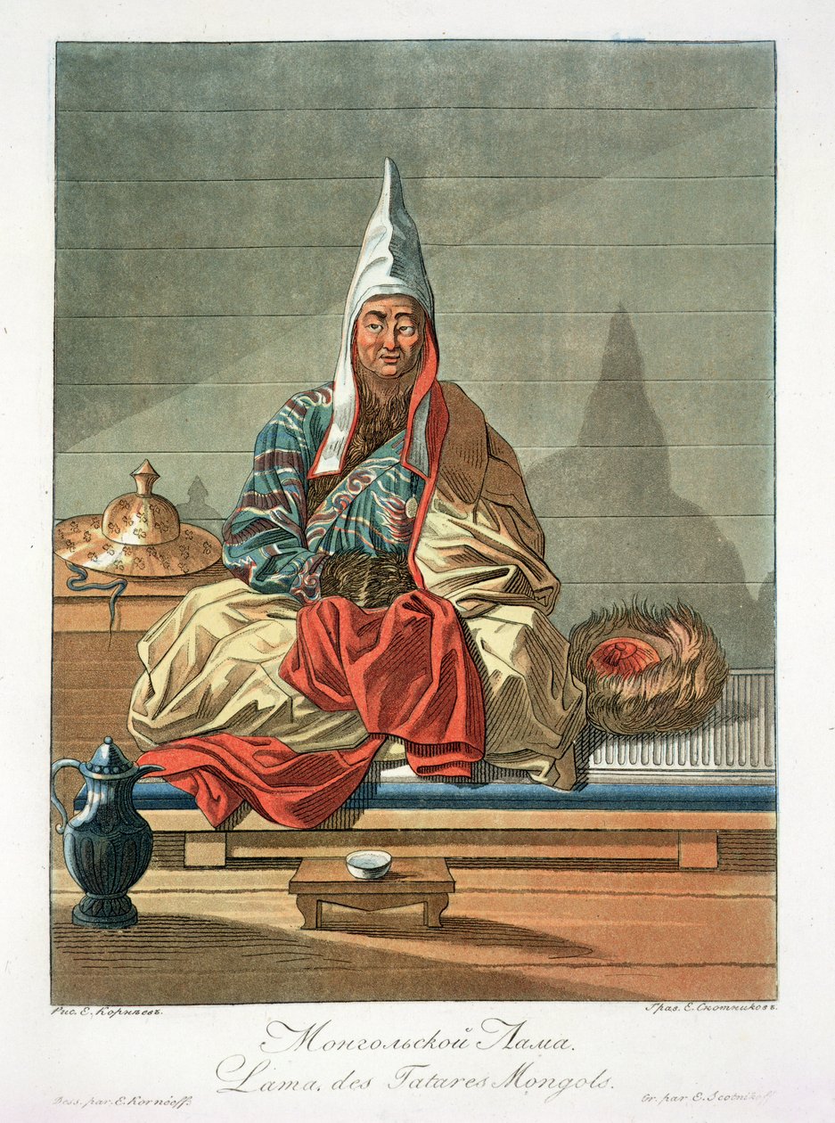 Lama mongolských Tatarů, rytina Jegora Skotnikova (1782-1843) od E. Karnejeff