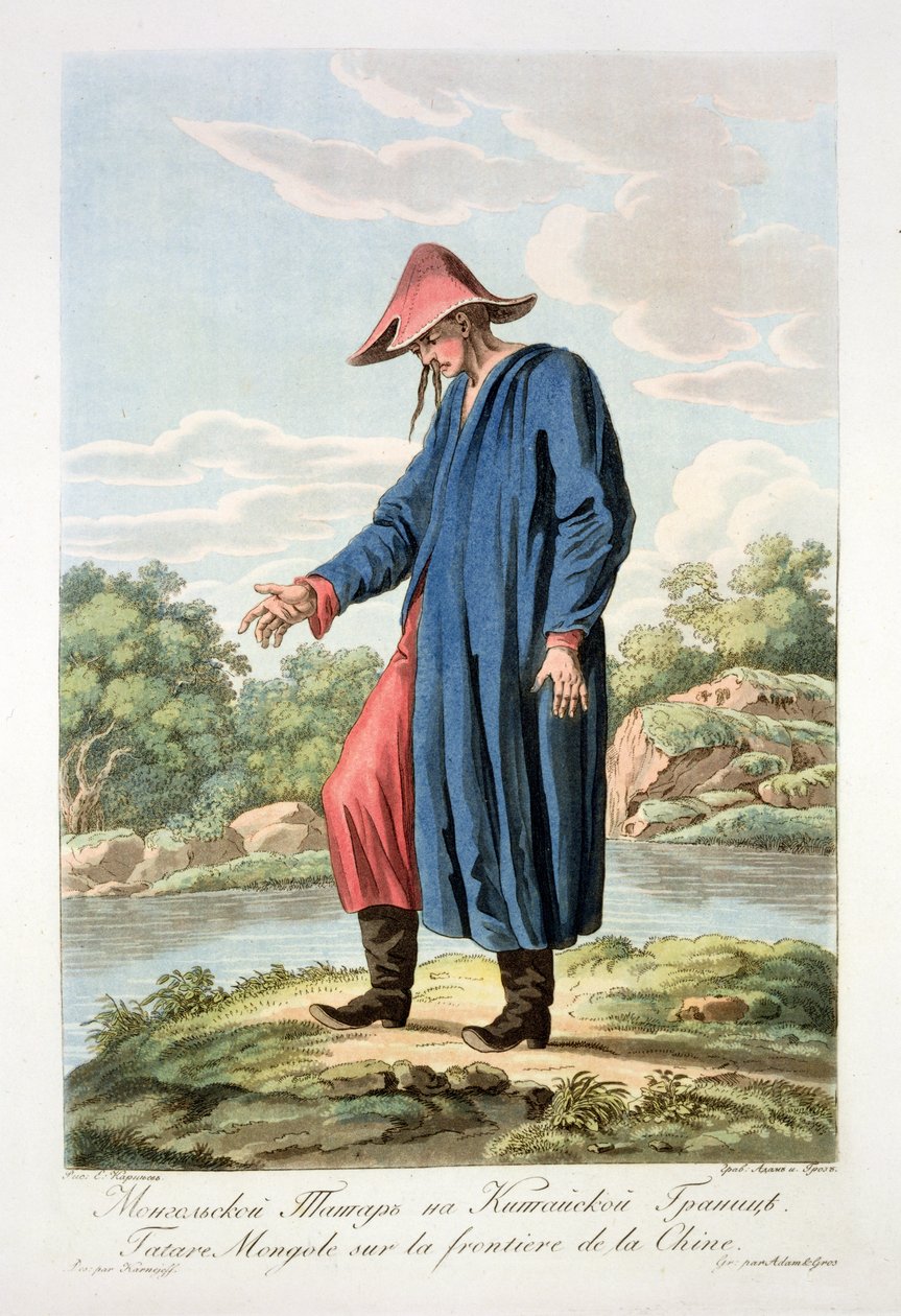 Mongolský tatar na čínské hranici, vyrytý Victorem Adamem (1801-66) a Grosem od E. Karnejeff