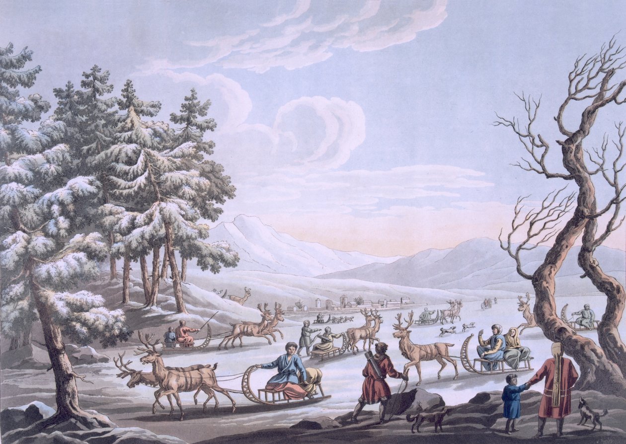 Tungusští domorodci opouštějí zimní tábor, 1812-13 od E. Karnejeff