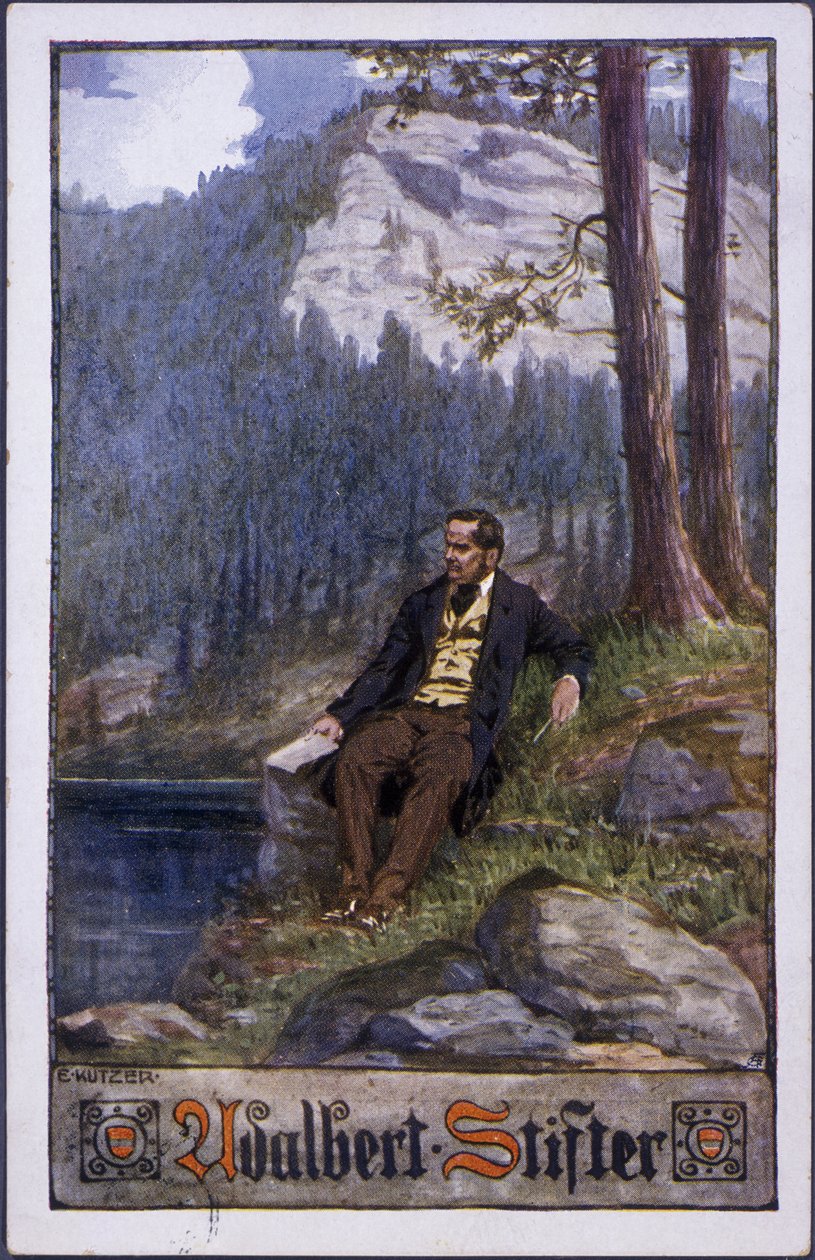 Adalbert Stifter, kol.1910 barevná lito od E. Kutzer