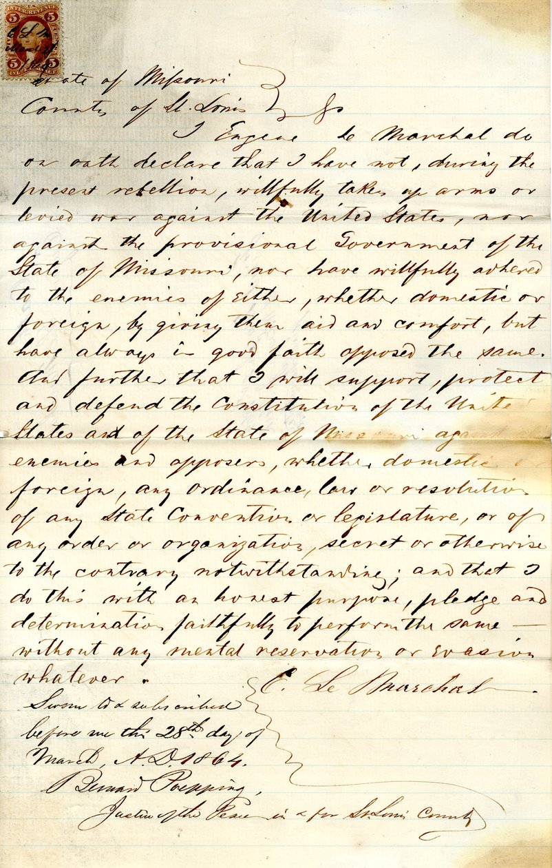 Přísahá věrnost vládě Spojených států a státu Missouri od E. LeMarchal