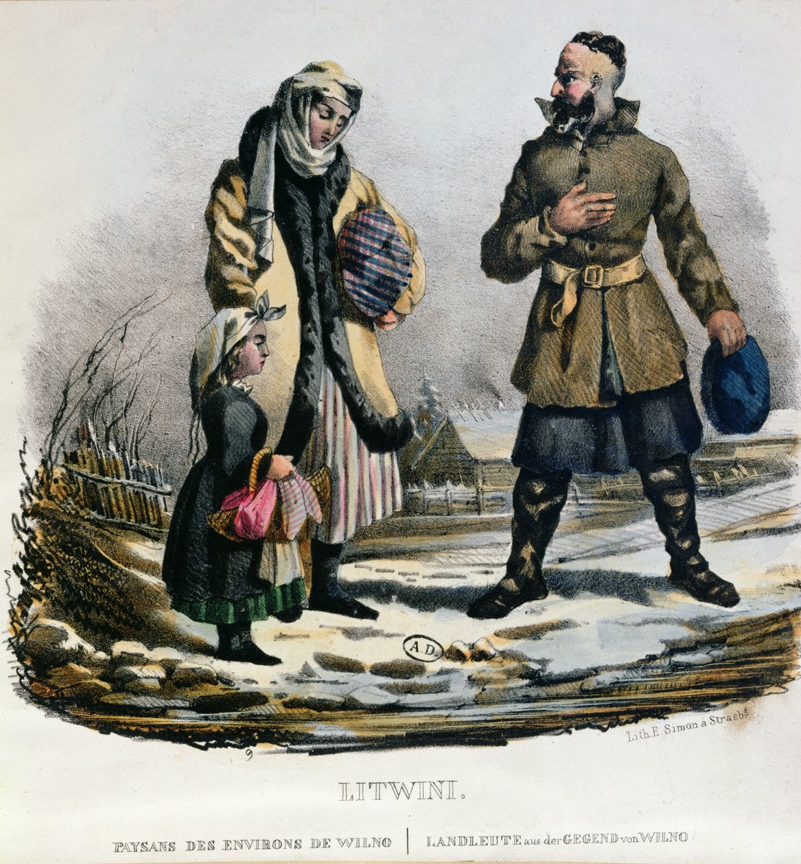 Litevští rolníci z oblasti Vilniusu, kolem 1830-40 od E. Simon