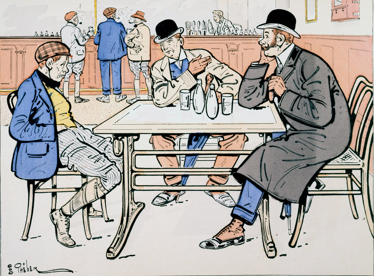 Žokej a trenéři v baru, kolem roku 1905 od E. Thelem