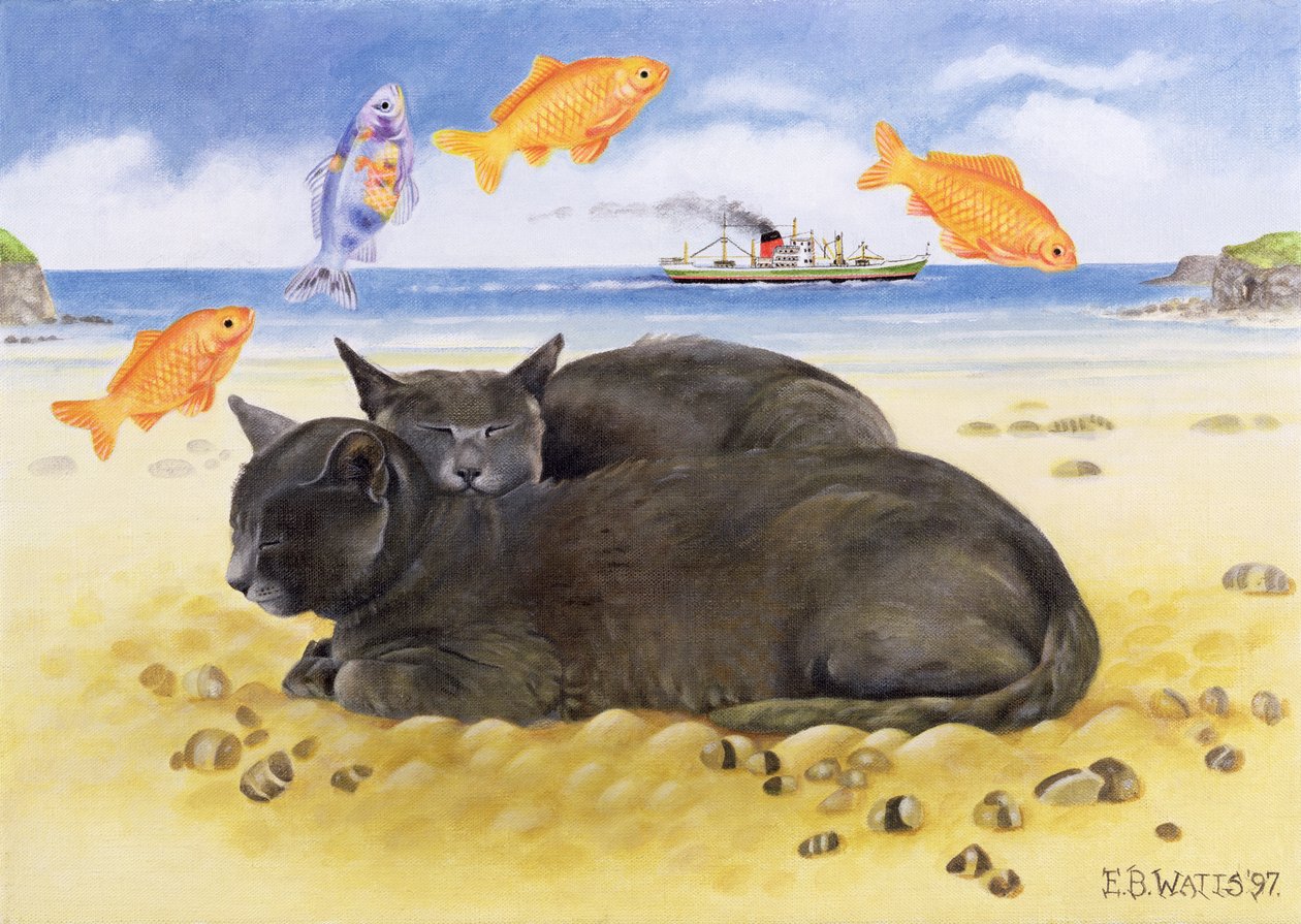 Fish Dreams, 1997 (akryl na plátně) od E.B. Watts