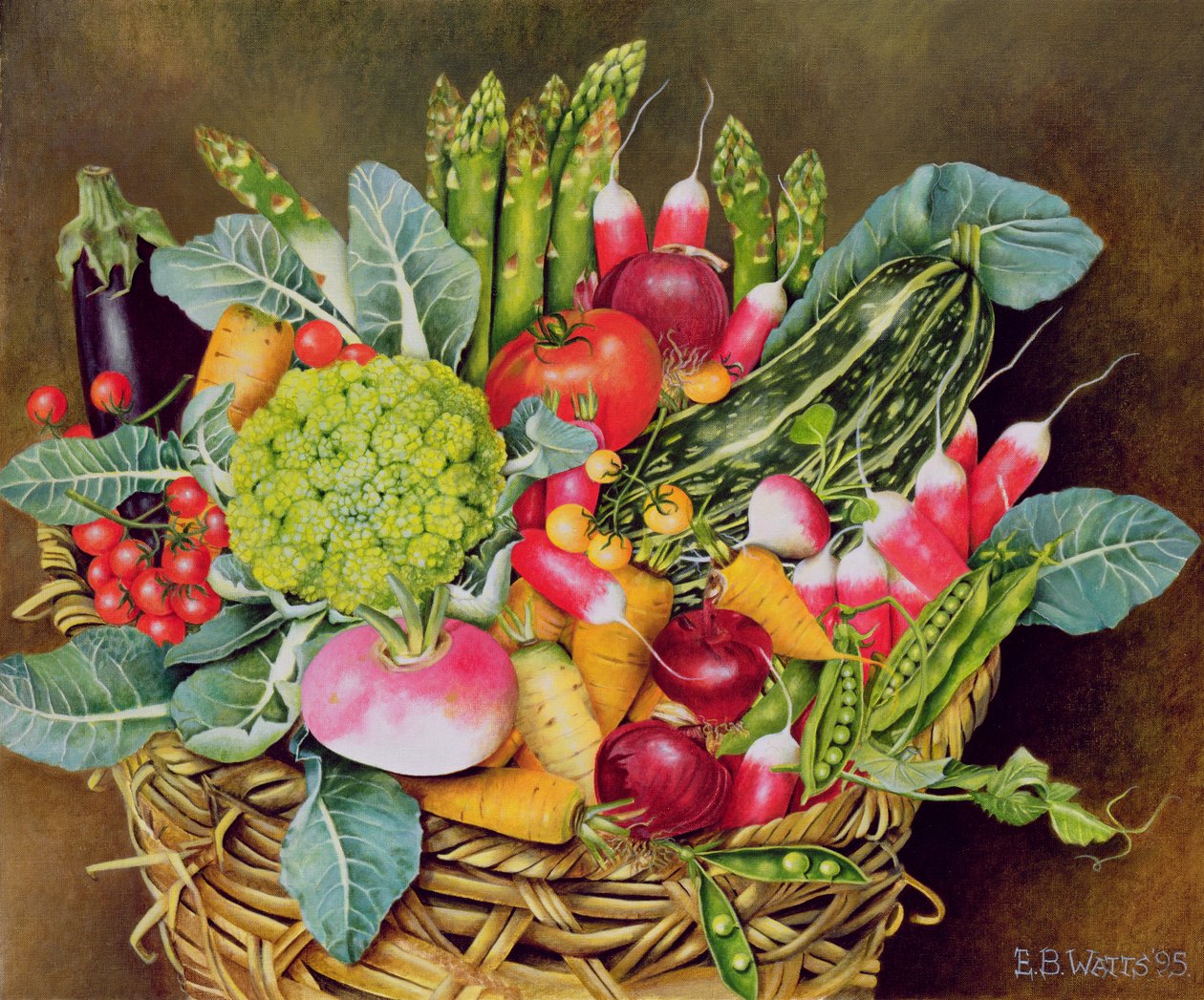 Letní zelenina, 1995 (akryl) od E.B. Watts