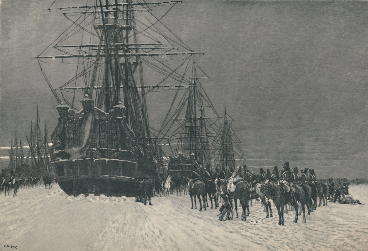 „Zajetí holandské flotily husary Francouzské republiky, leden 1795“, 1896 od E.G.H. Del